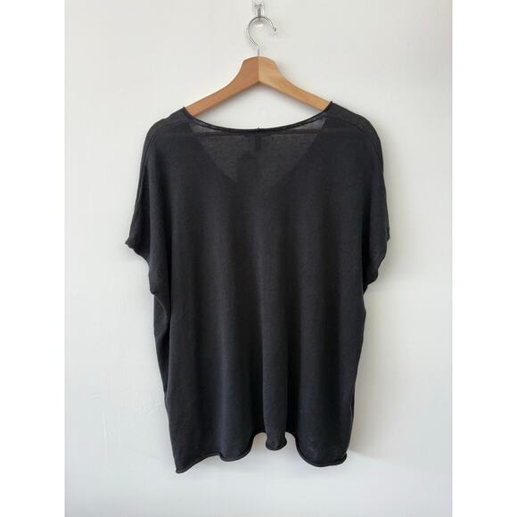 Eileen Fisher Organic Linen Cotton Square Pocket Top Black Size M - Picture 5 of 6